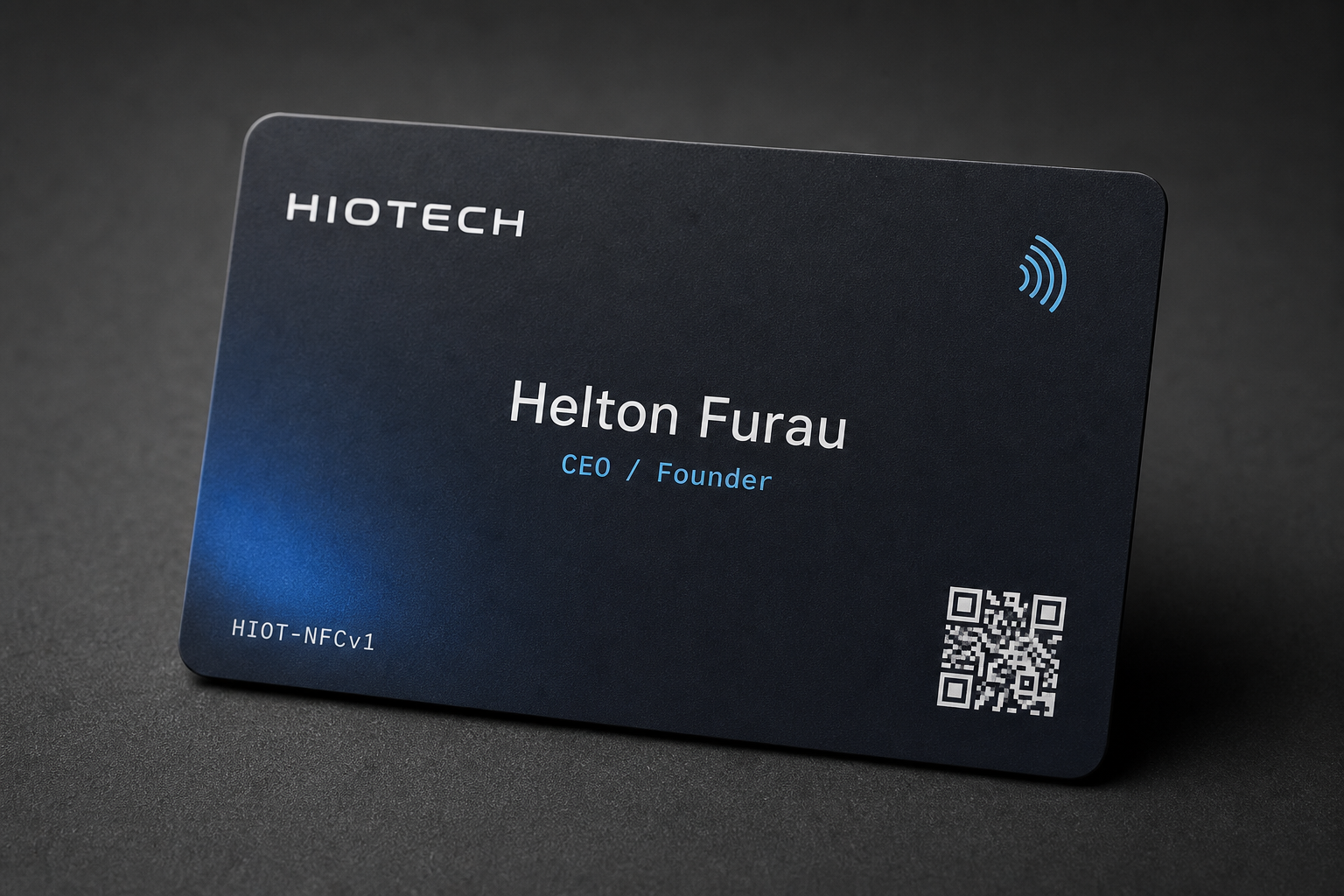 Cartão NFC HioTech - Helton Furau, com toque NFC, QR Code e perfil digital